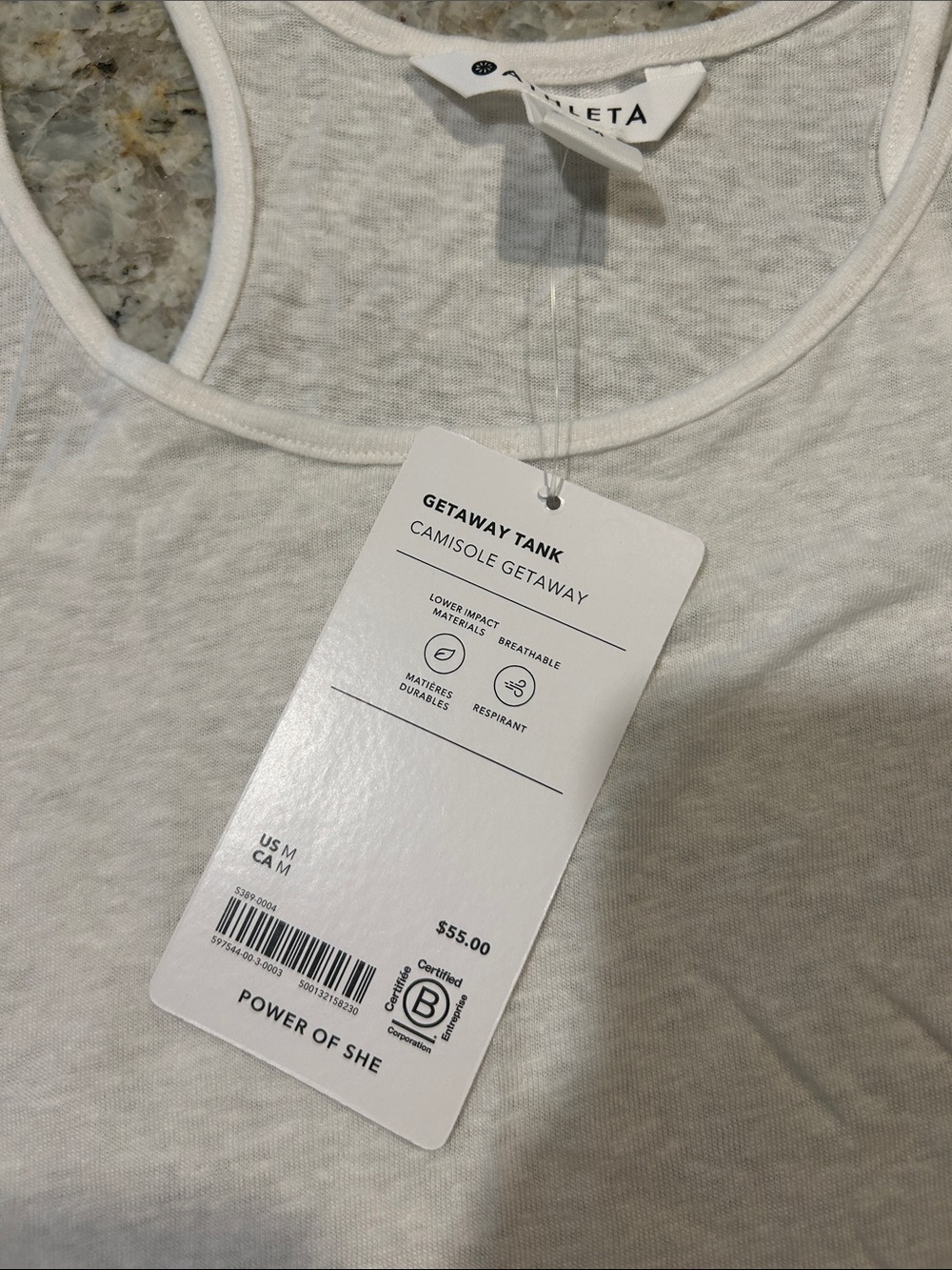 Athleta Cream Ribbed Racerback Tank - Picture 2 of 3